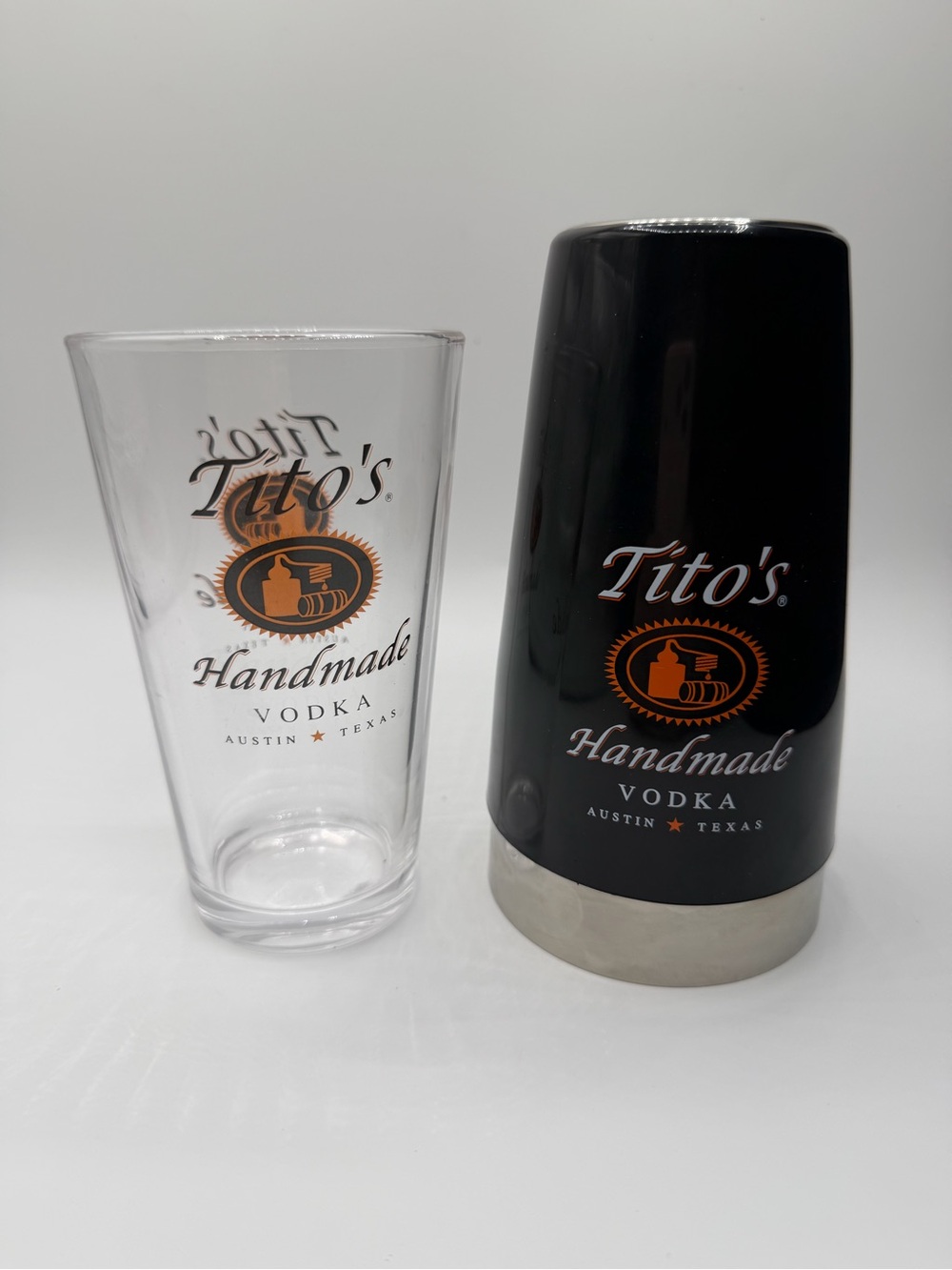 Tito’s Branded Cocktail Shaker and Pint Glass Set - Black & Clear